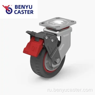 PU Caster Wheel Red Color с тормозом